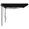 vidaXL Автоматично прибиращ се сенник с прътове, 6x3 м, антрацит