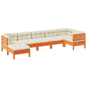 vidaXL Градински комплект с възглавници, 7 части, восъчнокафяв