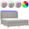 vidaXL Боксспринг легло с матрак и LED, светлосиво, 160x200 см, плат