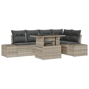 vidaXL Градински Софа Комплект 6 pcs Светлосиво Полиратан