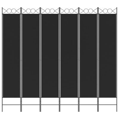 vidaXL Параван за стая, 6 панела, черен, 240x220 cм, плат