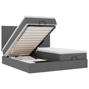 vidaXL Османска легло с матрак и LED, тъмносиво, 200x200 см, плат