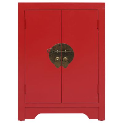 vidaXL Нощно шкафче, червено, 38x28x52 см, дърво от пауловния