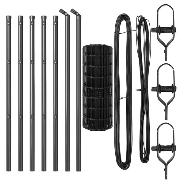 vidaXL Ограда с пост Сив 0,4 x 50 м Стомана и PVC