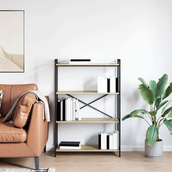 vidaXL Рафт за книги Сонома дъб 80 x 30 x 120 см Инженерно дърво