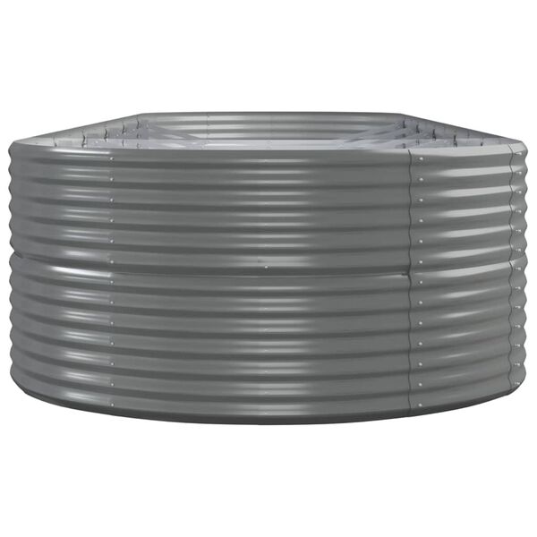 vidaXL Градински плантер прахово боядисана стомана 510x140x68 см сив