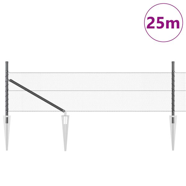 vidaXL Стълб за ограда. Сив 25 x 0,4 м (13 мм мрежа) Стомана и PVC