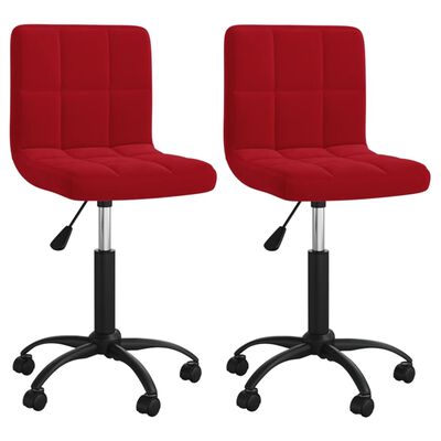 vidaXL Въртящи трапезни столове, 2 бр, виненочервени, кадифе