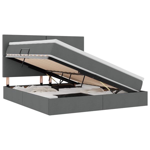 vidaXL Легло с място за съхранение и матрак Тъмен сив 160 x 200 cm