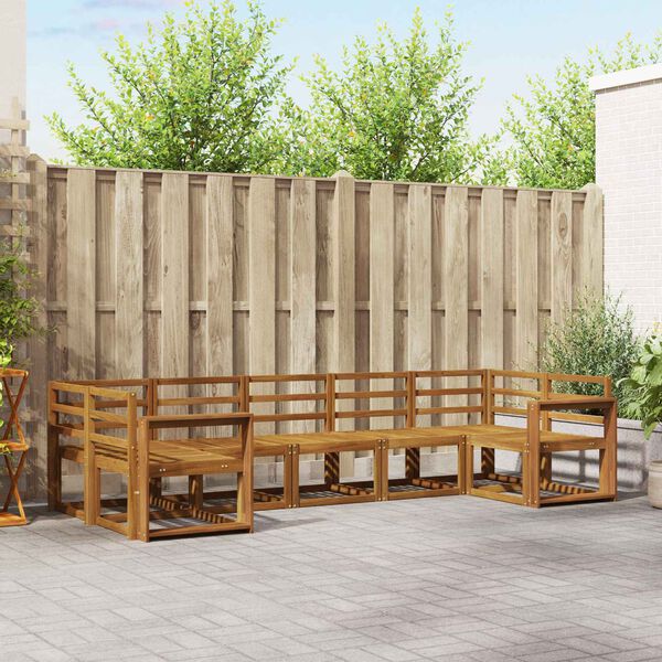 vidaXL Комплект дивани за открито 7 pcs Естествен