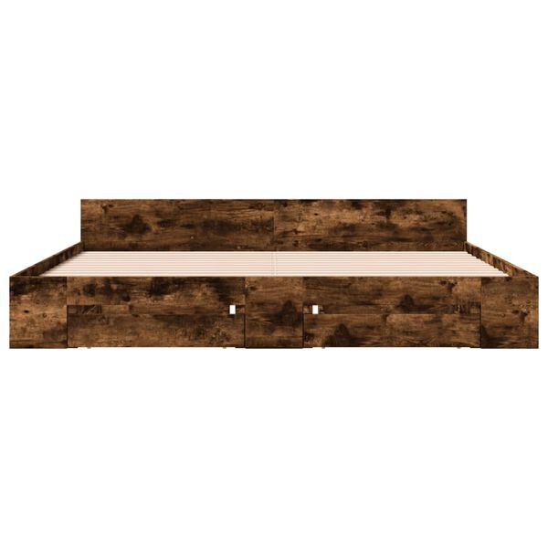vidaXL Рамка за легло с чекмедже опушен дъб 180x200 см инженерно дърво