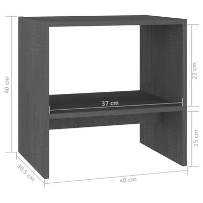 vidaXL Нощно шкафче, сиво, 40x30,5x40 см, бор масив