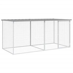 vidaXL Клетка за пилета с покрив, светло сива, 203x98x90 см, поцинкована стомана
