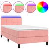 vidaXL Боксспринг легло с матрак и LED, розово, 100x200 см, кадифе