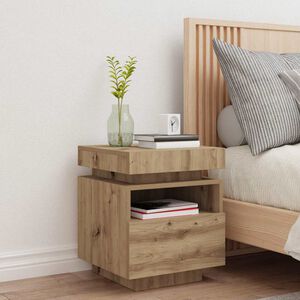 vidaXL Нощен шкаф с LED осветление Artisan Oak 40x39x48,5 cm
