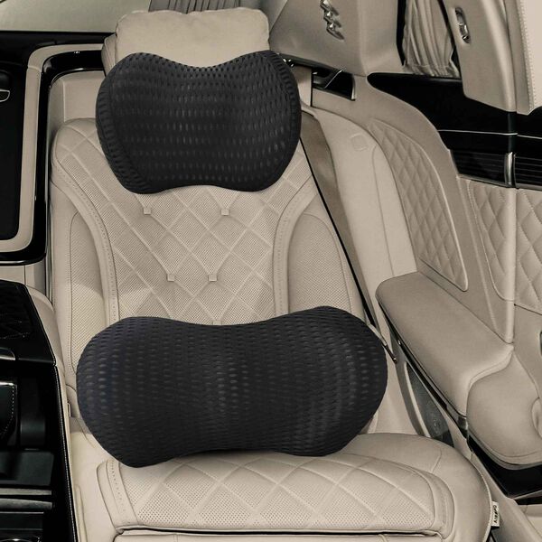 vidaXL Възглавница с възглавница Регулирума 2 pcs Черно 4D Мрежа