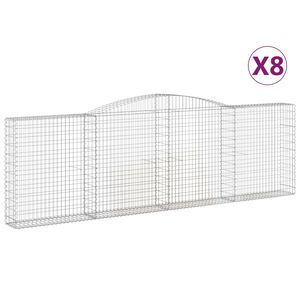 vidaXL Габионни кошници арка 8 бр 400x30x120/140 см поцинковано желязо