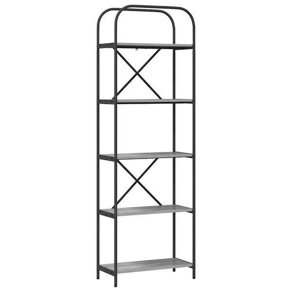 vidaXL Рафт за книги Сив Сонома 60 x 30 x 183 см Инженерно дърво