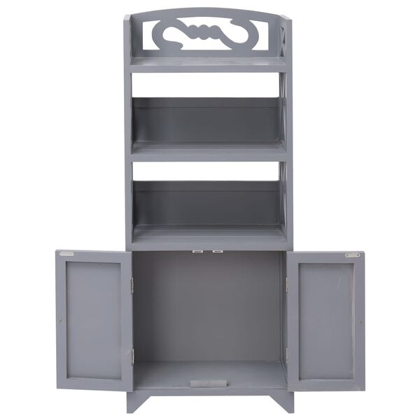 vidaXL Шкаф за баня, сив, 46x24x116 см, дърво пауловния