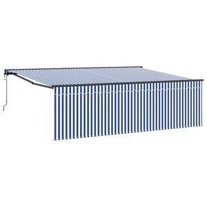 vidaXL Прибираща се тента Синьо и бяло 400 &times; 300 cm
