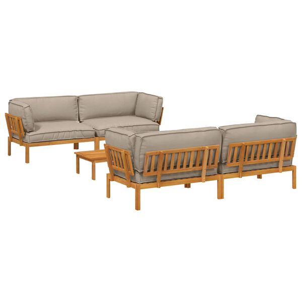 vidaXL Комплект дивани Едноцветен 5 pcs Таупе Солидно акациево дърво