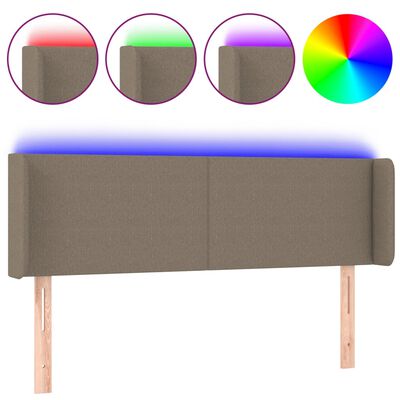 vidaXL LED горна табла за легло, таупе, 147x16x78/88 см, плат