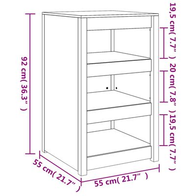 vidaXL Кухненски шкаф за открито, 55x55x92 см, бор масив