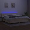 vidaXL Боксспринг легло с матрак и LED, кремава, 200x200 см, плат