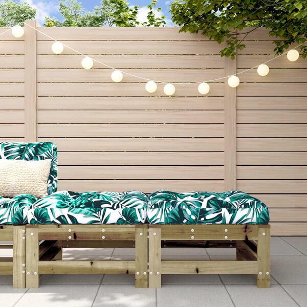 vidaXL Градински табуретки с възглавници, 2 бр, импрегниран бор