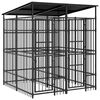 vidaXL Дворна клетка за кучета с покрив, стомана, 3,69 м&sup2;