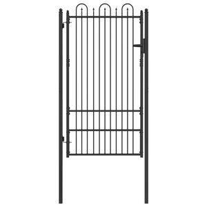 vidaXL Врата за ограда DRONTEN 100 x 175 cm Стомана Черно С ключалка