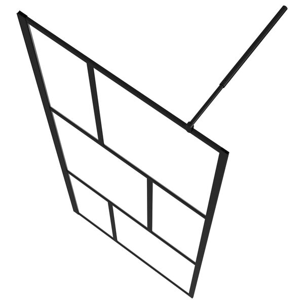 vidaXL Преграден параван за баня, закалено стъкло, черен, 80x195 см