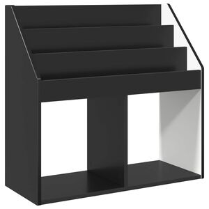 vidaXL Детска рафт за книги със съхранение Черно 72,5 x 29,5 x 69 см