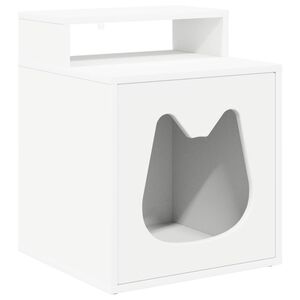 vidaXL Къща за котки Бяло 42,5 x 40 x 53,5 см Инженерна дървесина