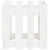 vidaXL Градинска кашпа с дизайн на ограда бяла 40x40x40 см бор масив