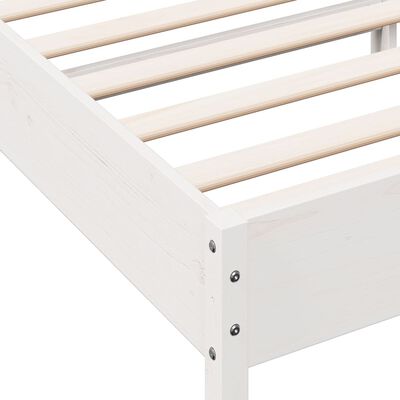 vidaXL Рамка за легло с табла, бяла, 75x190 см, борово дърво масив