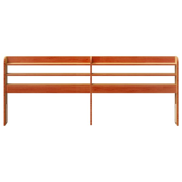 vidaXL Горна табла с рафтове, восъчнокафява, 180 см, масивно дърво бор