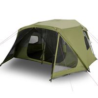 vidaXL Къмпинг палатка за 10 души, зелена, водоустойчива