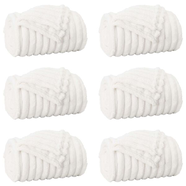 vidaXL Одеала за хвърляне 6 pcs Бяло 240 x 220 cm Мека вълна