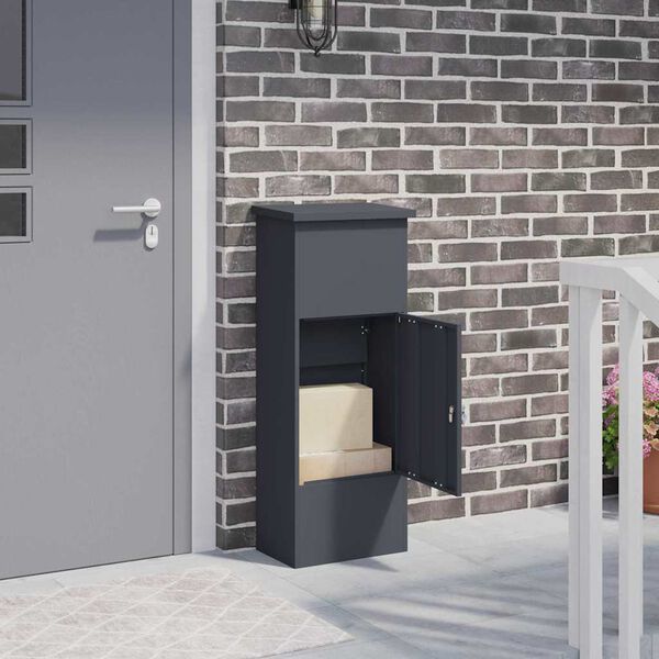 vidaXL Пощенска кутия за пратки Антрацит 44,5 x 29 x 110,5 см Стомана