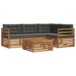 vidaXL Комплект дивани за открито 5 pcs Натурален и Антрацит