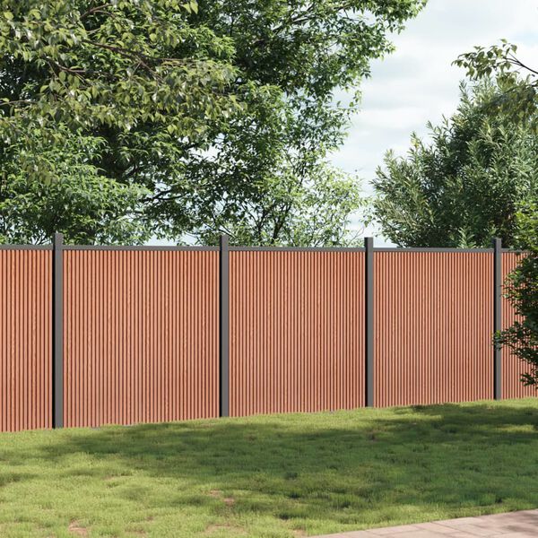 vidaXL Ограден панел, кафяв, 526x186 см, WPC