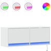 vidaXL Стенен ТВ шкаф с LED осветление, бял, 100x31x38 см