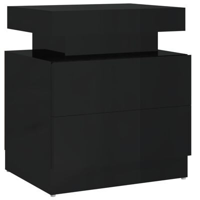 vidaXL Нощно шкафче, черен гланц, 45x35x52 см, ПДЧ