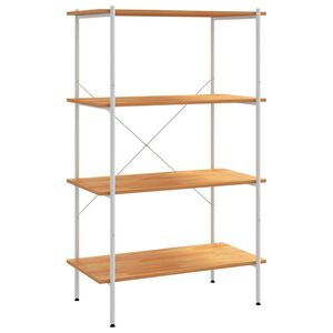 vidaXL Етажерка с 4 рафта, бяло и дъб, 80x40x130 см