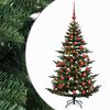vidaXL Изкуствена коледна елха с топки 120 см 150 LED светодиода