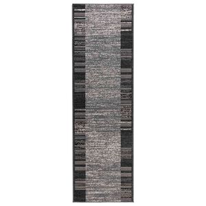 vidaXL Килим с пътека FLORNES Тъкан Сиво Райета 67 x 150 cm ПП 7 mm