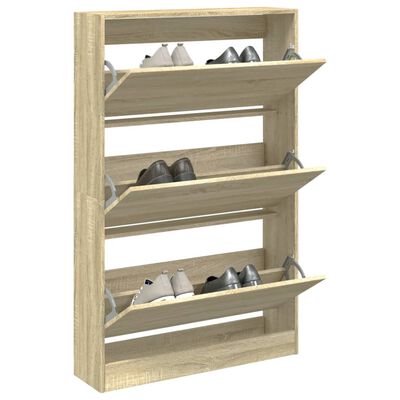 vidaXL Шкаф за обувки, дъб сонома, 80x21x125,5 см, инженерно дърво