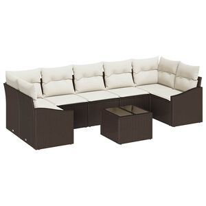 vidaXL Комплект дивани Кафяв и Кремав 55 x 55 x 37 см полиратан