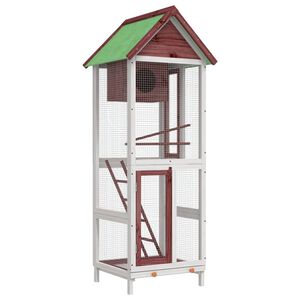 vidaXL Къщичка за птици мока 60x58,5x160 см масивна чамова дървесина